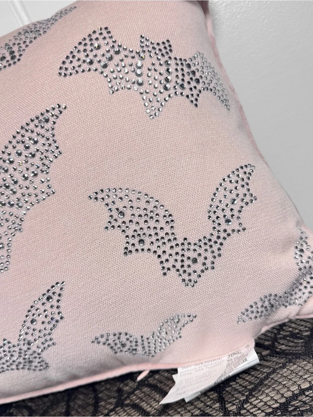 NEW Spooktakular Bedazzled Bats Halloween Pillow